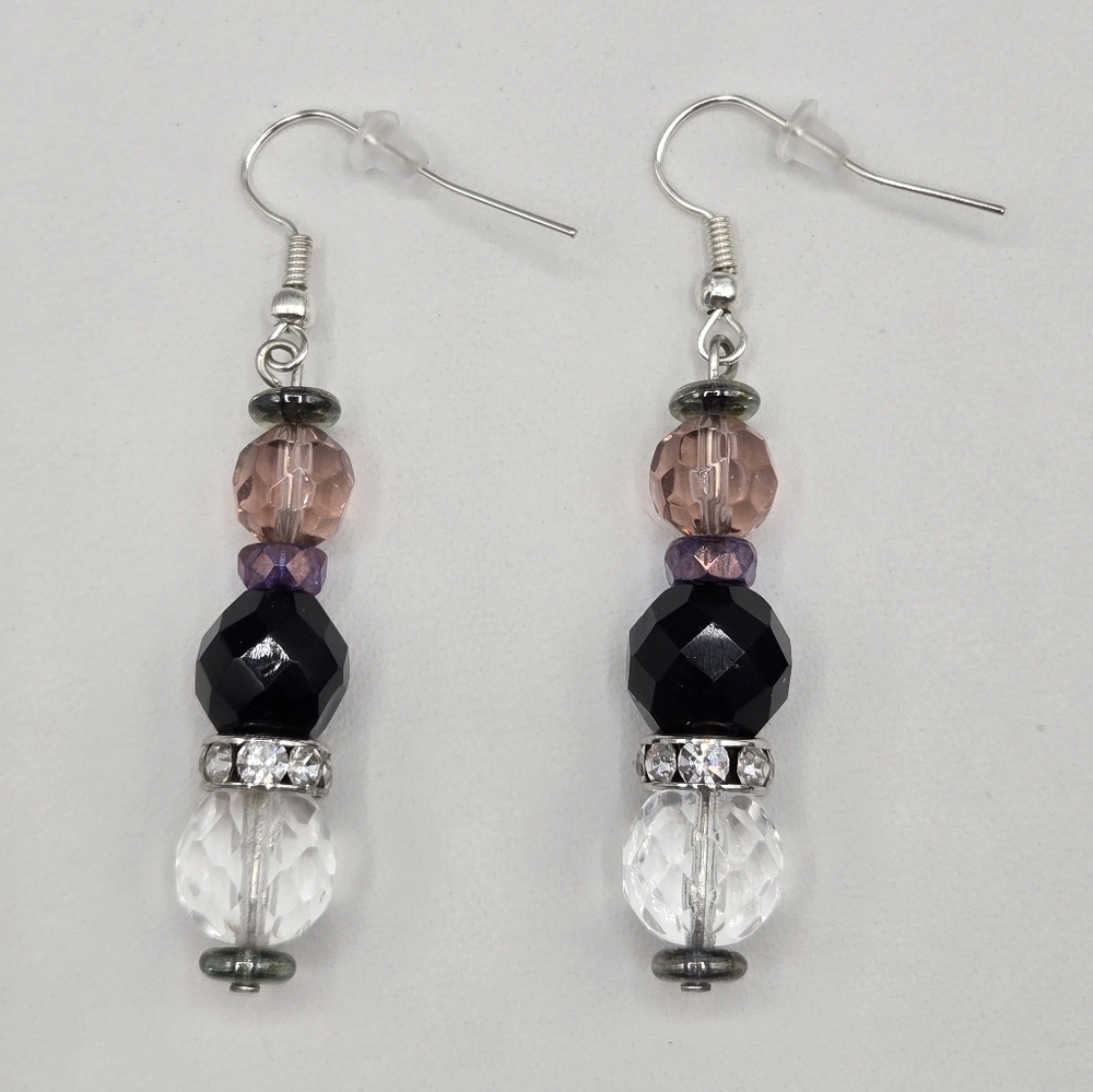 Crystal Dangle Earrings Made with Swarovski Crystals Silver Overlay - Picture 3 of 4